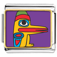 Italian Charms - wooden bird craftwork photo italian charm Image.