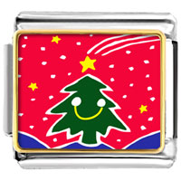 Italian Charms - happy christmas tree photo italian charm Image.