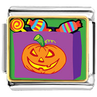 Italian Charms - pumpkin candy bag photo italian charm Image.