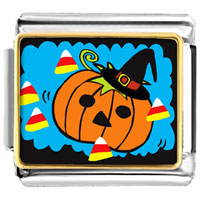 Italian Charms - pumpkin candy corn photo italian charm Image.