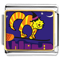 VPH1606: smiling cat and pumpkin photo italian charm Image.