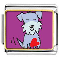 Italian Charms - schnauzer dog photo italian charm Image.