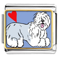 Italian Charms - old english sheepdog animal photo italian charm Image.