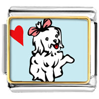Italian Charms - maltese dog white photo italian charm Image.