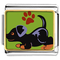 Italian Charms - rottweiler black photo italian charm Image.