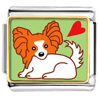 Italian Charms - papillion dog photo italian charm Image.