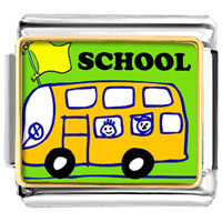 Italian Charms - fun school bus photo italian charm Image.