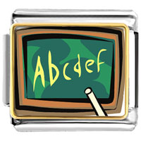 Italian Charms - alphabet chalkboard photo italian charm Image.