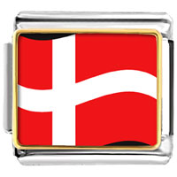 Italian Charms - denmark flag photo italian charm Image.
