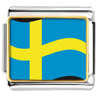 Italian Charms - sweden flag photo italian charm Image.