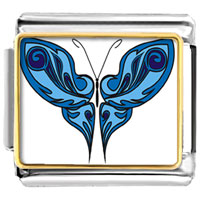Italian Charms - shades of blue butterfly photo italian charm Image.