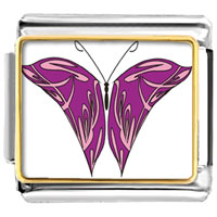 Italian Charms - purple and pink butterfly photo italian charm Image.