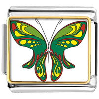 Italian Charms - exotic green butterfly photo italian charm Image.