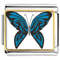 Italian Charms - exotic blue butterfly photo italian charm Image.