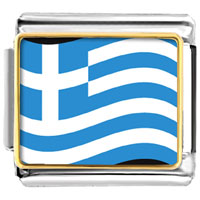 Italian Charms - greece flag photo italian charm Image.
