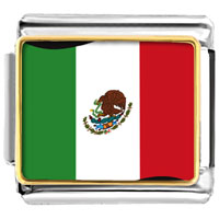 Italian Charms - mexico flag photo italian charm Image.