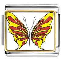 Italian Charms - yellow and red butterfly photo italian charm Image.