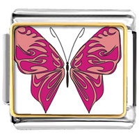 Italian Charms - shades of pink butterfly photo italian charm Image.