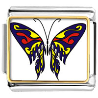 Italian Charms - blue red &amp; yellow butterfly photo italian charm Image.