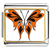 Italian Charms - orange and black butterfly photo italian charm Image.