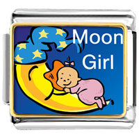 Italian Charms - moon girl photo italian charm Image.
