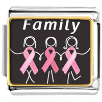 Italian Charms - family pink ribbon photo italian charm Image.