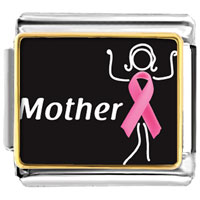 Italian Charms - mother support pink ribbon photo italian charm Image.