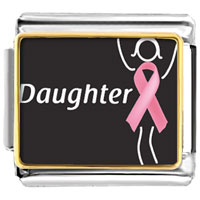 Italian Charms - daughter support pink ribbon photo italian charm Image.