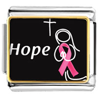 Italian Charms - hope pink ribbon photo italian charm Image.