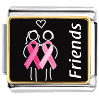 Italian Charms - friends support pink ribbon photo italian charm Image.