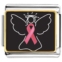 Italian Charms - angel of hope pink ribbon photo italian charm Image.