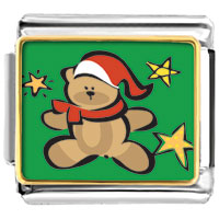 Italian Charms - christmas teddy bear photo italian charm Image.