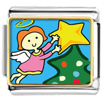 Italian Charms - christmas angel star photo italian charm Image.