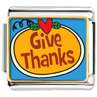 Italian Charms - give thanks heart pumpkin photo italian charm Image.