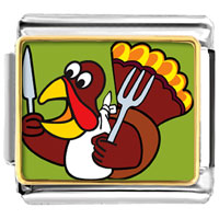 Italian Charms - hungry thanksgiving turkey photo italian charm Image.