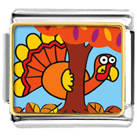 Italian Charms - hiding thanksgiving turkey photo italian charm Image.