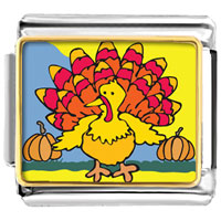 Italian Charms - colorful autumn turkey photo italian charm Image.
