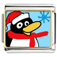 Italian Charms - happy winter penguin photo italian charm Image.