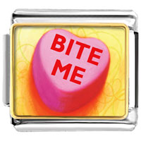 Italian Charms - heart bite me photo italian charm Image.