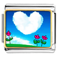 Italian Charms - heart shape cloud photo italian charm Image.