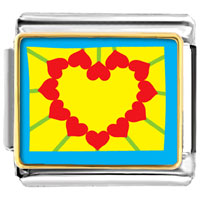 Italian Charms - heart shape sunflower photo italian charm Image.