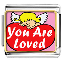 Italian Charms - you are loved by an angel photo italian charm Image.