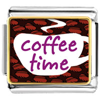 Italian Charms - coffee time photo italian charm Image.