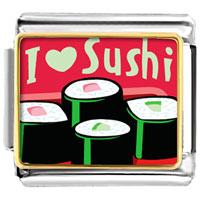 Italian Charms - i heart sushi rolls photo italian charm Image.