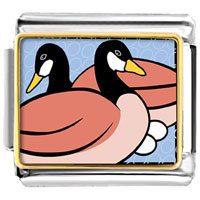 Italian Charms - six geese laying photo storybook italian charm Image.