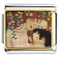 Italian Charms - mom and baby painting photo italian charm Image.
