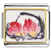 Italian Charms - peaches painting photo italian charm Image.