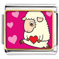 Italian Charms - sheep love photo italian charm Image.