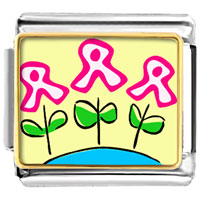 Italian Charms - pink ribbon flowers photo italian charm Image.