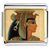 Italian Charms - gold plated egyptian queen cleopatra photo italian charm Image.